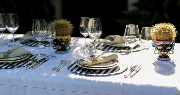 Décoration de la table, set de table cocotier bleu