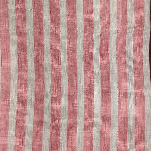 Serviette de table en Lin rayée rose / blanc