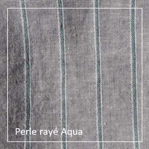Tissu Lin Rayé Aqua