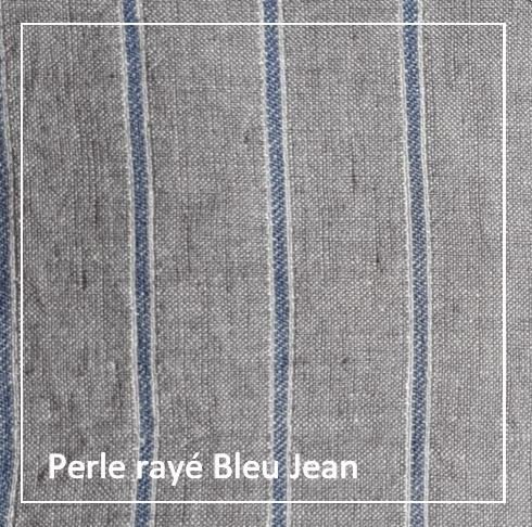 Tissu Lin Rayé Bleu Jean