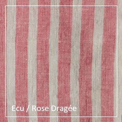 Tissu Lin Ecru / Rose Dragée