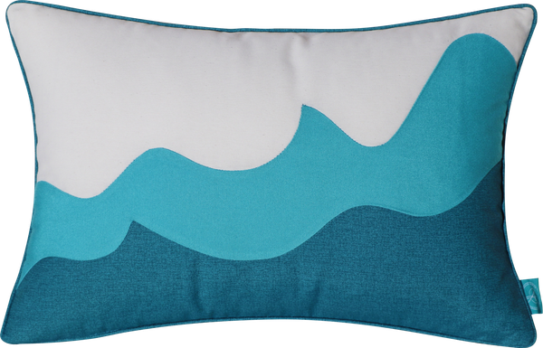 Housse coussin Outdoor Wave, avec passepoil Turquoise